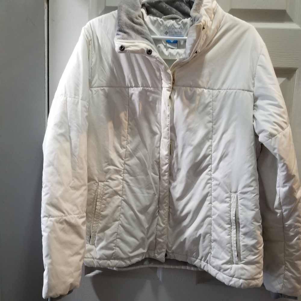 Colombia winter white mid length winter coat